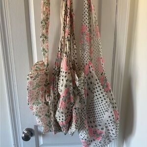 Free People Pink and Cream Floral Tote x4 regular, 1 Large, 1 holiday